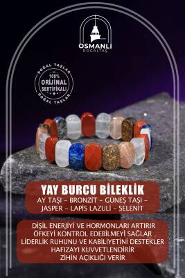 Koç Burcu Bileklik Akuamarin, Ametist, Bordo Granat Lal, Jasper, Kırmızı Akik, Pembe Kuvars, Sitrin, Yeşil Aventurin - 2