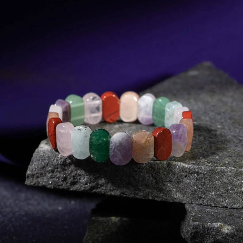 Koç Burcu Bileklik Akuamarin, Ametist, Güneş Taşı, Jasper, Pembe Kuvars, Yeşil Aventurin - 1