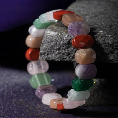 Koç Burcu Bileklik Akuamarin, Ametist, Güneş Taşı, Jasper, Pembe Kuvars, Yeşil Aventurin - 8