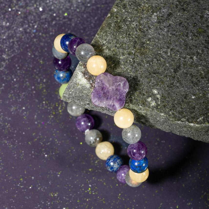 Koç Burcu Bileklik Akuamarin, Ametist, Güneş Taşı, Jasper, Pembe Kuvars, Yeşil Aventurin - 3