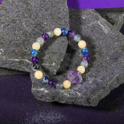 Koç Burcu Bileklik Akuamarin, Ametist, Güneş Taşı, Jasper, Pembe Kuvars, Yeşil Aventurin - 4