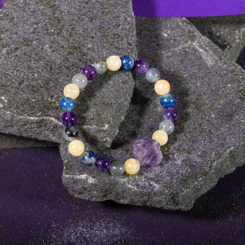 Koç Burcu Bileklik Akuamarin, Ametist, Güneş Taşı, Jasper, Pembe Kuvars, Yeşil Aventurin - 4