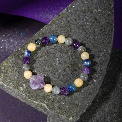 Koç Burcu Bileklik Akuamarin, Ametist, Güneş Taşı, Jasper, Pembe Kuvars, Yeşil Aventurin - 5