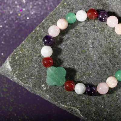 Koç Burcu Bileklik Ametist, Ay Taşı, Güneş Taşı, Kırmızı Akik, Pembe Kuvars, Yeşil Aventurin - 4