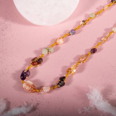 Koç Burcu Kolye Ametist, Bordo Granat Lal, Güneş Taşı, Jasper, Pembe Kuvars, Sitrin, Yeşil Aventurin - 3