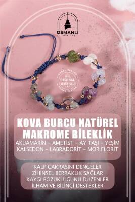 Kova Burcu Bileklik Akuamarin, Ametist, Ay Taşı, Kalsedon, Labradorit, Mor Florit, Yeşim - 2