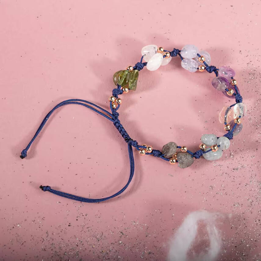 Kova Burcu Bileklik Akuamarin, Ametist, Ay Taşı, Kalsedon, Labradorit, Mor Florit, Yeşim - 6