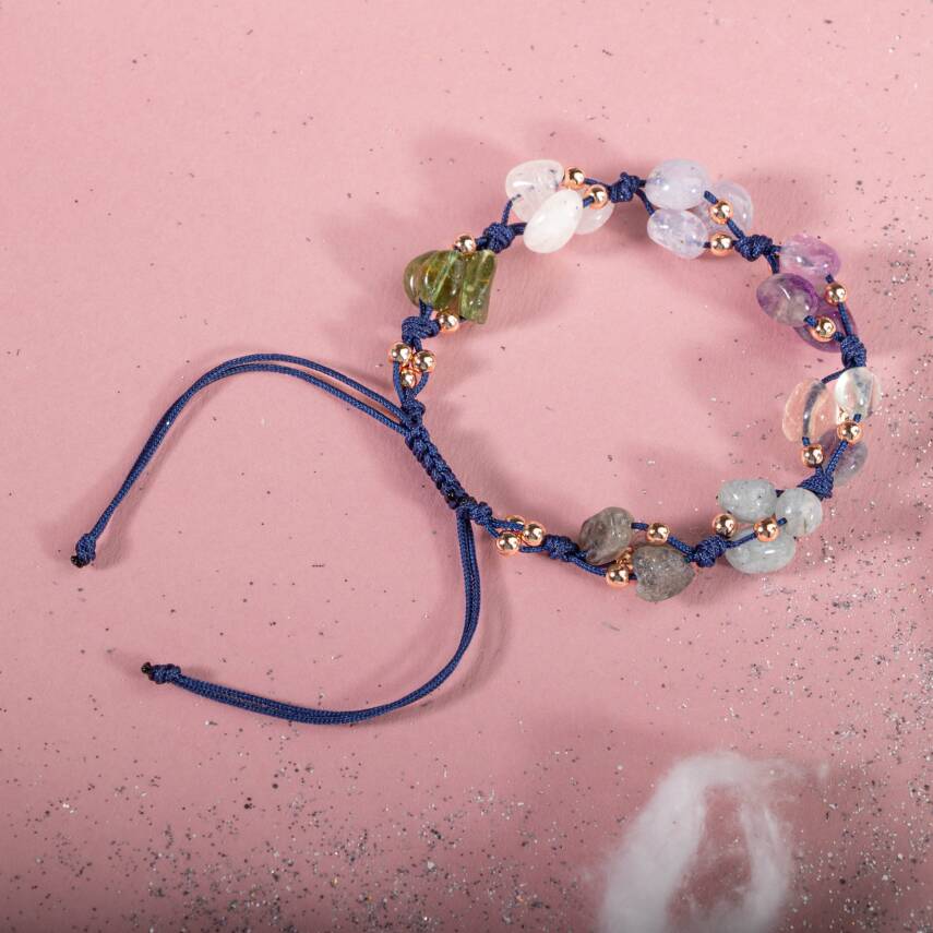 Kova Burcu Bileklik Akuamarin, Ametist, Ay Taşı, Kalsedon, Labradorit, Mor Florit, Yeşim - 3