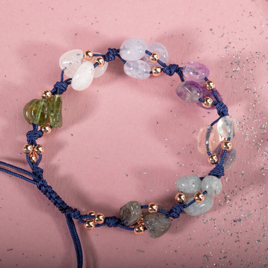 Kova Burcu Bileklik Akuamarin, Ametist, Ay Taşı, Kalsedon, Labradorit, Mor Florit, Yeşim - 4