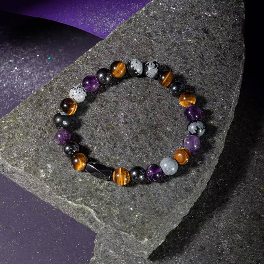 Kova Burcu Bileklik Ametist, Golden Obsidyen, İspanyol Varisit, Kaplan Gözü - 6