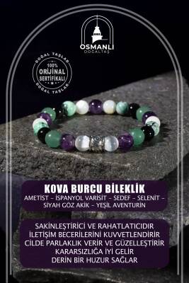 Kova Burcu Bileklik Ametist, İspanyol Varisit, Sedef, Selenit, Siyah Göz Akik, Yeşil Aventurin - 2