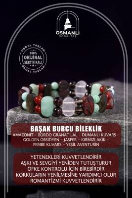 Kova Burcu Bileklik Hematit, Kırmızı Akik, Sedef, Mor Florit - 2