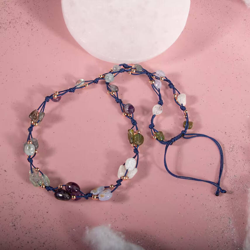 Kova Burcu Kolye Akuamarin, Ametist, Ay Taşı, Kalsedon, Labradorit, Mor Florit, Yeşim - 1