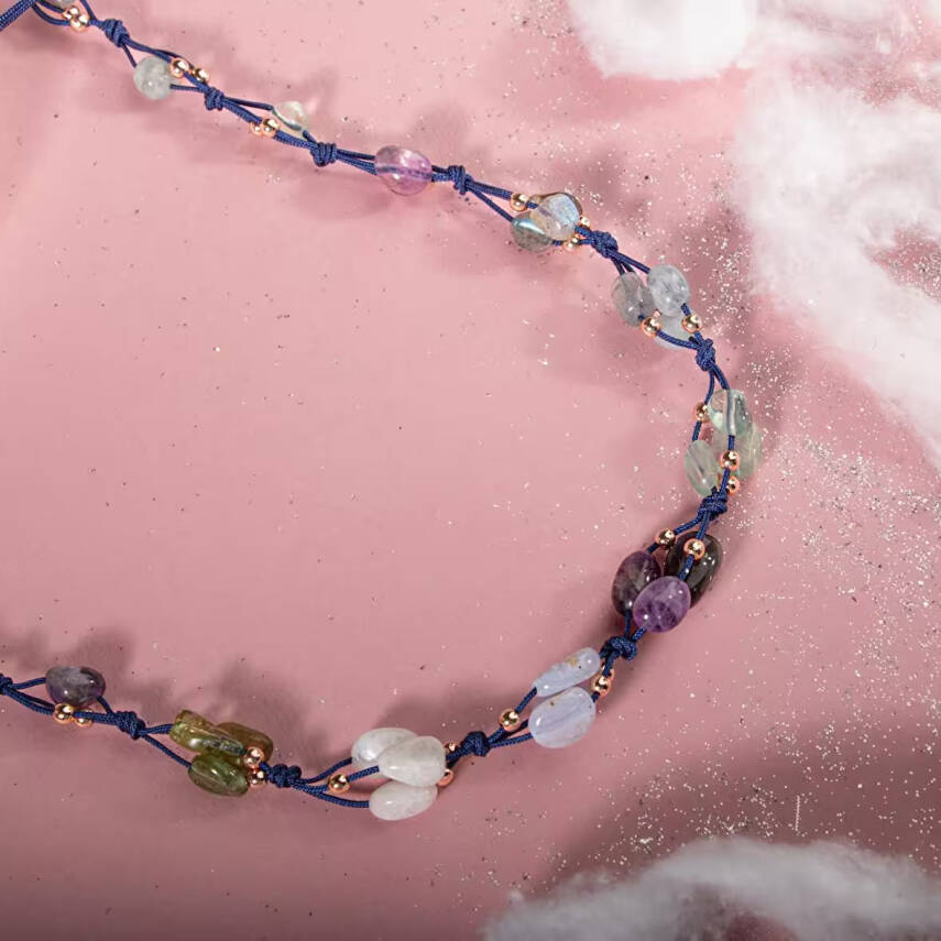 Kova Burcu Kolye Akuamarin, Ametist, Ay Taşı, Kalsedon, Labradorit, Mor Florit, Yeşim - 3