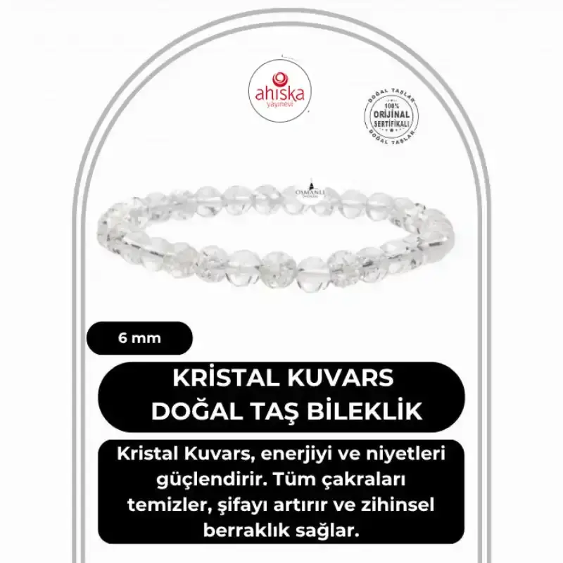 Kristal Kuvars 6mm Doğal Taş Bileklik - 1