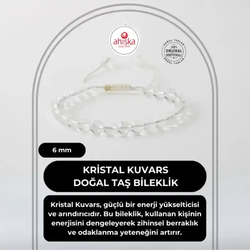 Kristal Kuvars 6mm Merdiven Kapama Doğal Taş Bileklik - 1