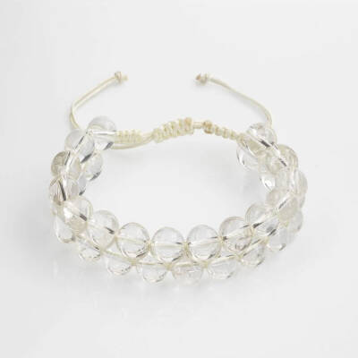 Kristal Kuvars 8mm Çift Sıra Makrome Doğal Taş Bileklik - 3