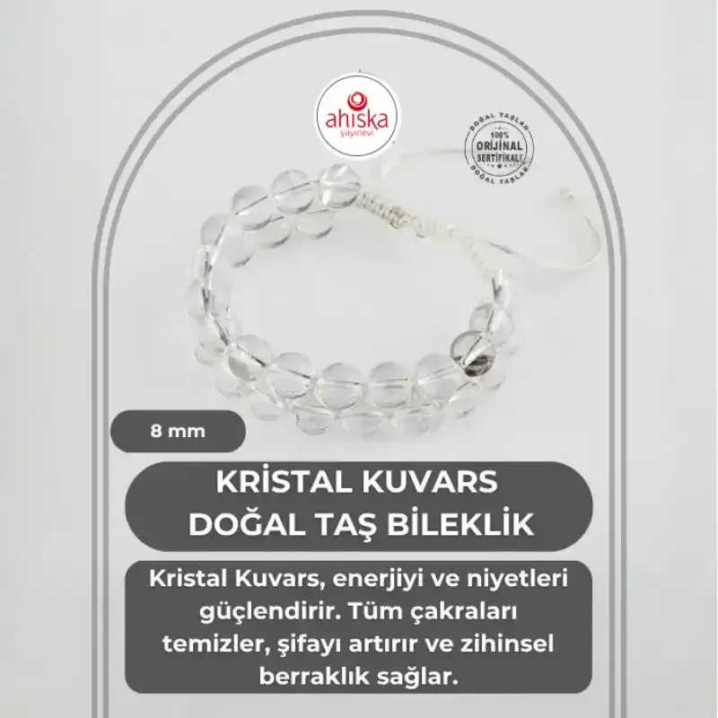 Kristal Kuvars 8mm Çift Sıra Makrome Doğal Taş Bileklik - 2