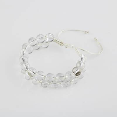 Kristal Kuvars 8mm Çift Sıra Makrome Doğal Taş Bileklik - Osmanlı Doğaltaş
