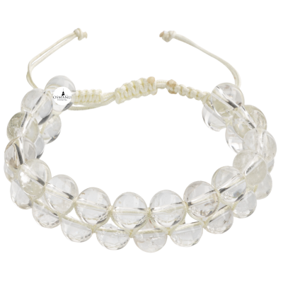 Kristal Kuvars 8mm Çift Sıra Makrome Doğal Taş Bileklik - 2