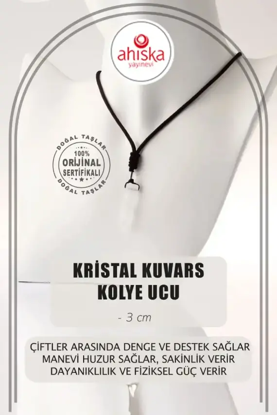 Kristal Kuvars Doğal Taş Kolye Ucu 3cm - 1