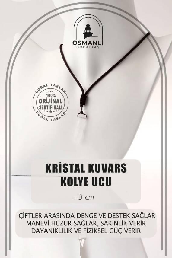 Kristal Kuvars Doğal Taş Kolye Ucu 3cm - 1