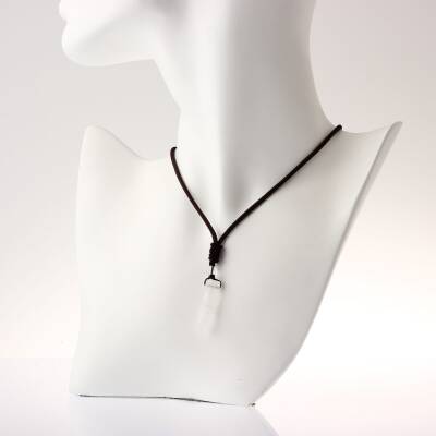 Kristal Kuvars Doğal Taş Kolye Ucu 3cm - 2