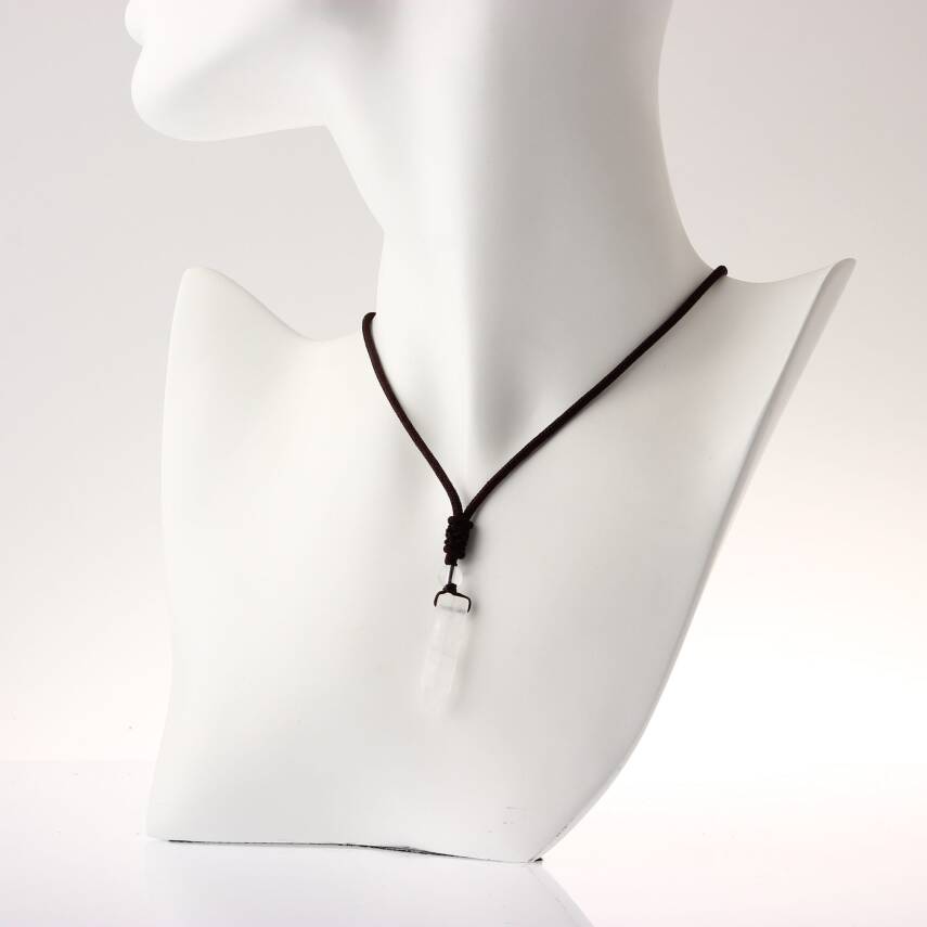 Kristal Kuvars Doğal Taş Kolye Ucu 3cm - 2