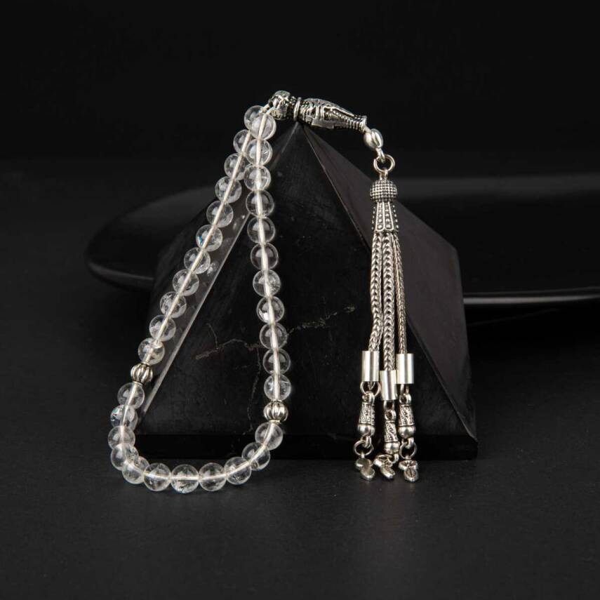 Kristal Kuvars Doğal Taş Tesbih 33lük - 6mm - 1