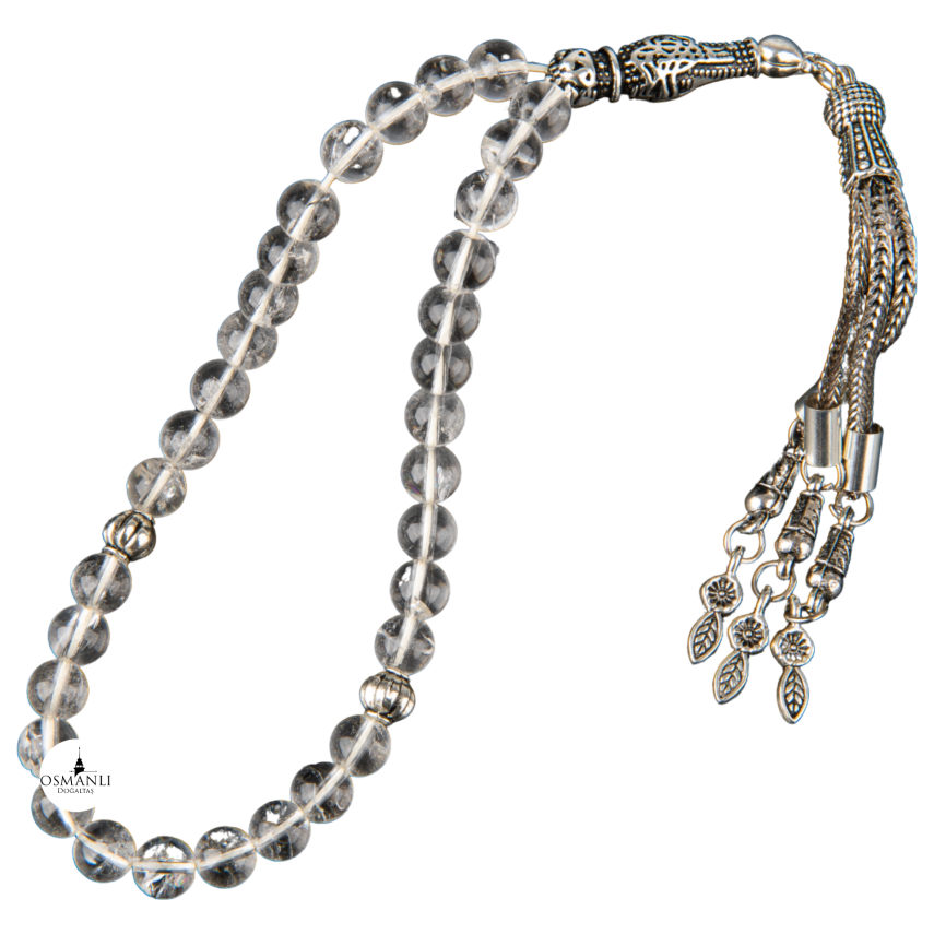 Kristal Kuvars Doğal Taş Tesbih 33lük - 6mm - 1