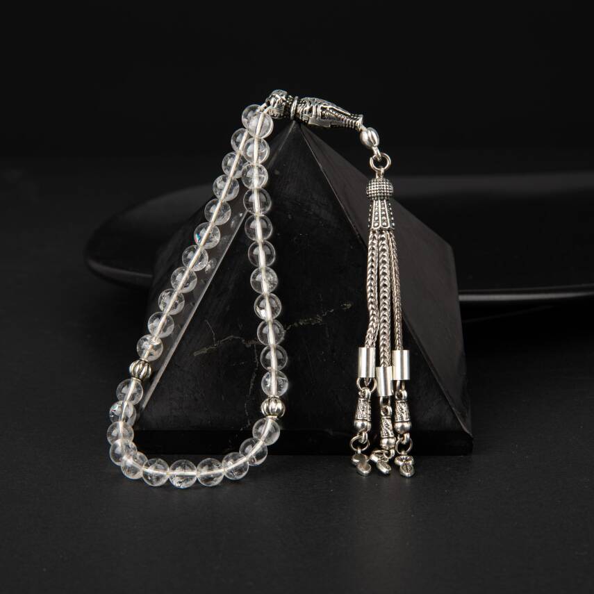 Kristal Kuvars Doğal Taş Tesbih 33lük - 6mm - 3