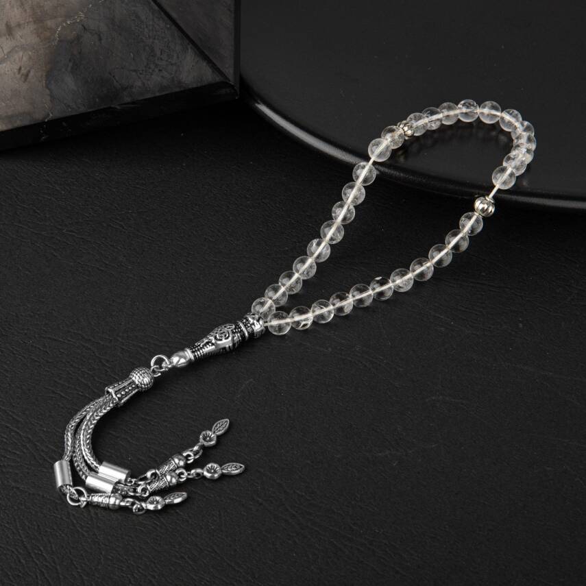 Kristal Kuvars Doğal Taş Tesbih 33lük - 6mm - 5