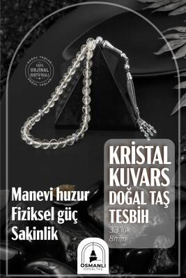 Kristal Kuvars Doğal Taş Tesbih 33lük - 8mm - Osmanlı Doğaltaş
