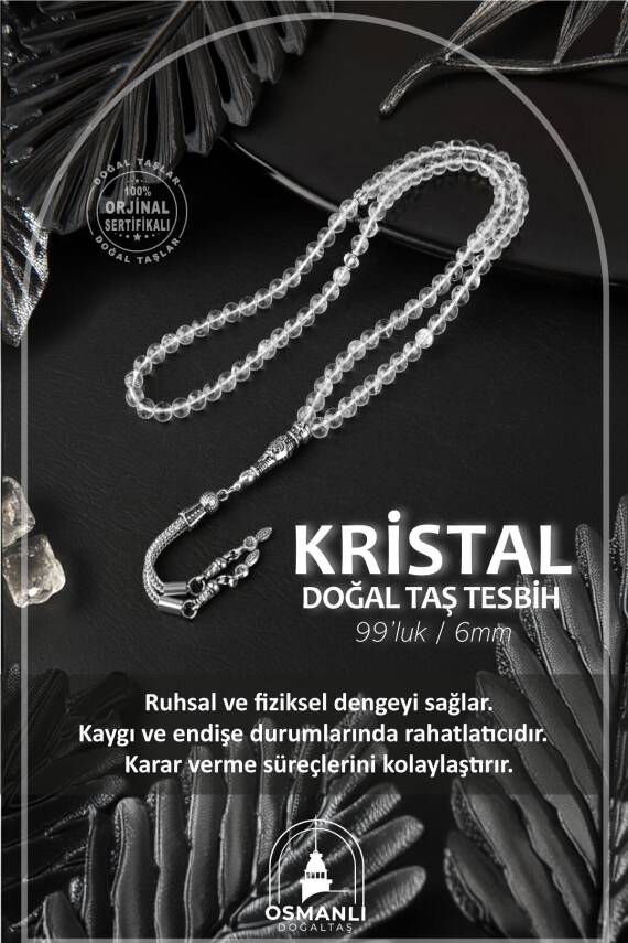Kristal Kuvars Doğal Taş Tesbih 99luk - 6mm - 1