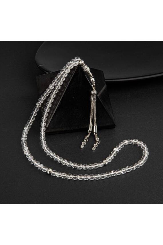 Kristal Kuvars Doğal Taş Tesbih 99luk - 6mm - 2