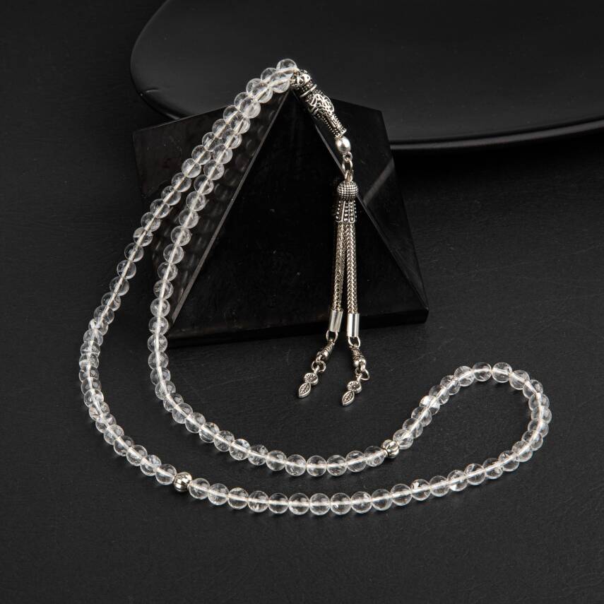 Kristal Kuvars Doğal Taş Tesbih 99luk - 6mm - 1