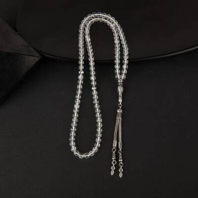 Kristal Kuvars Doğal Taş Tesbih 99luk - 6mm - 2