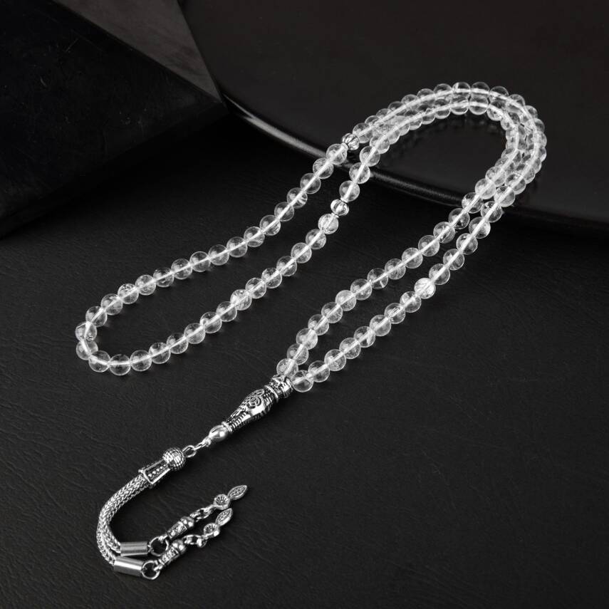 Kristal Kuvars Doğal Taş Tesbih 99luk - 6mm - 3