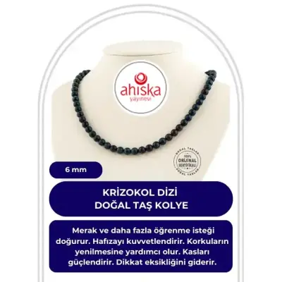 Krizokol 6 mm Dizi Doğal Taş Kolye - 3