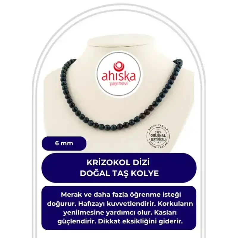 Krizokol 6 mm Dizi Doğal Taş Kolye - 3