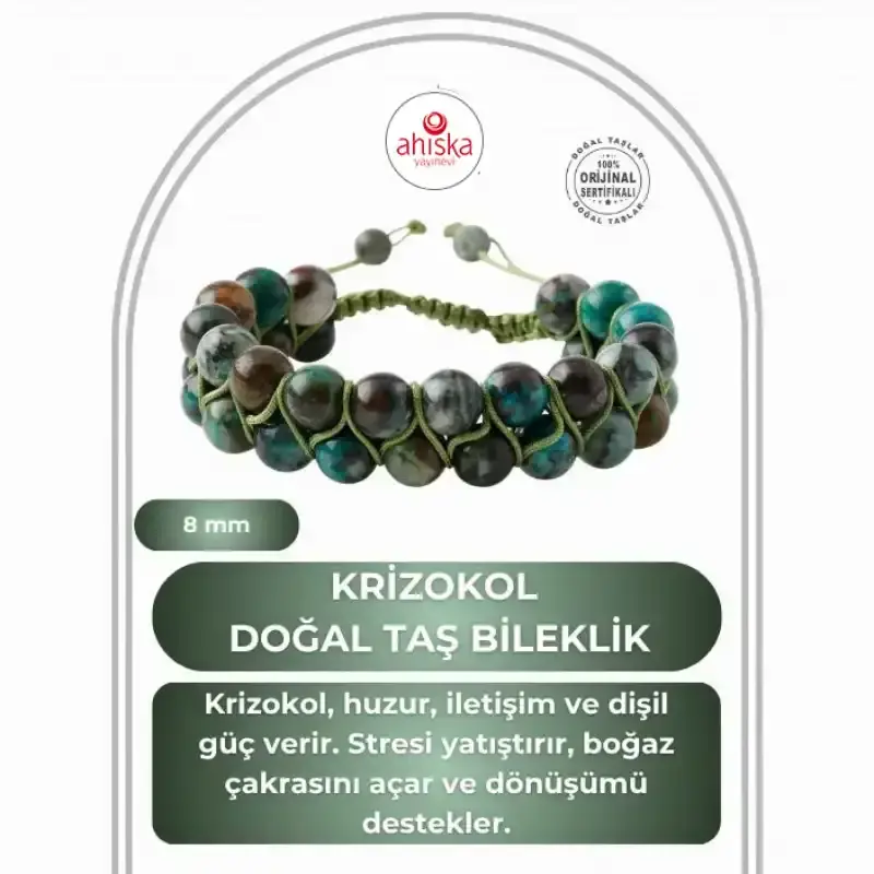 Krizokol 8mm Çift Sıra Makrome Doğal Taş Bileklik - 2