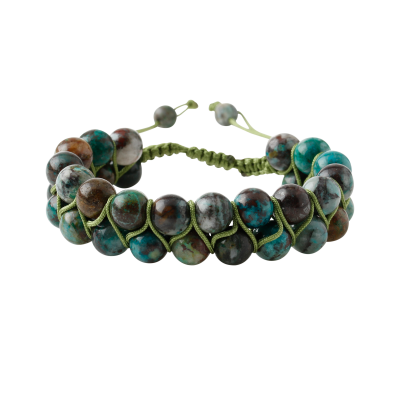 Krizokol 8mm Çift Sıra Makrome Doğal Taş Bileklik - 2