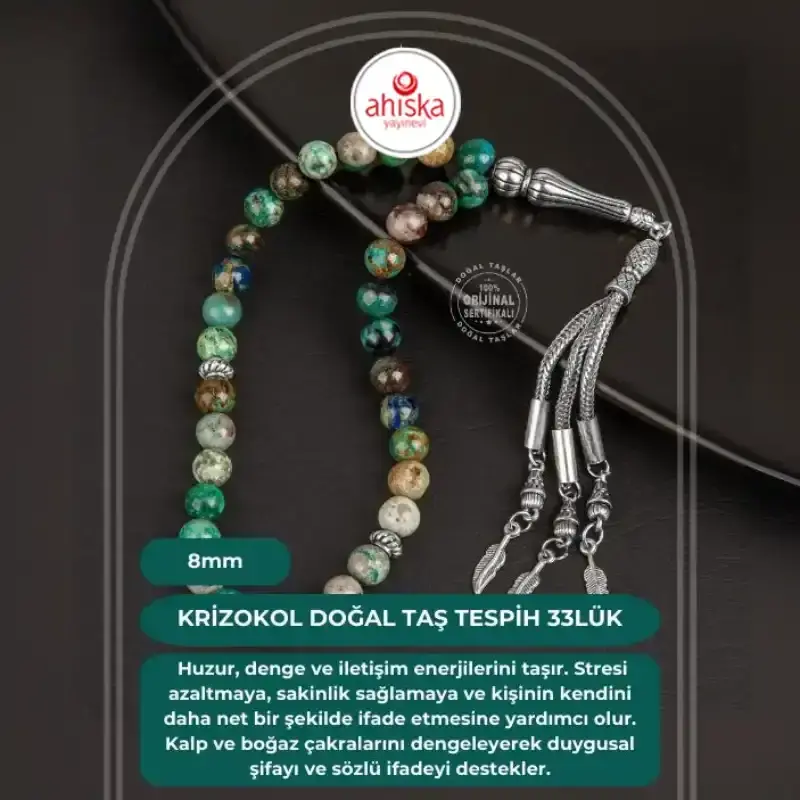 Krizokol Doğal Taş Tesbih 33lük - 8mm - 2