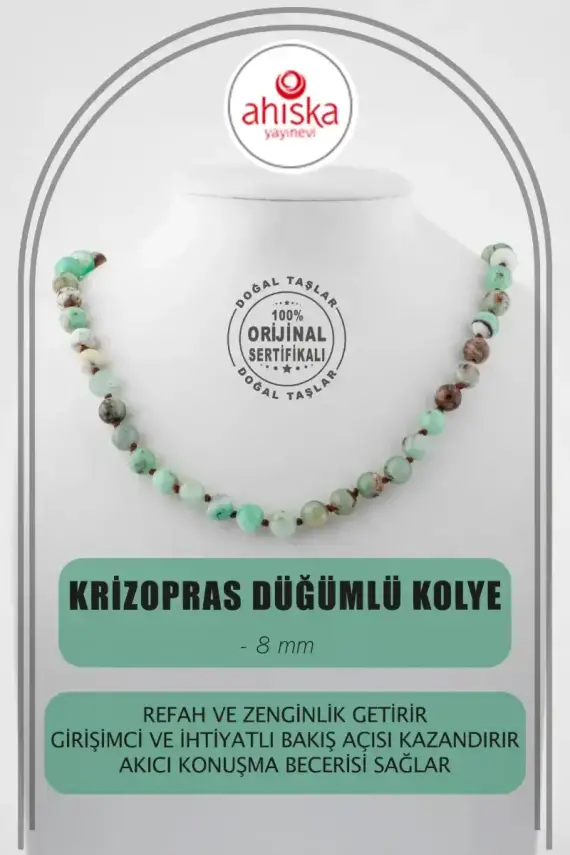 Krizopras 8 mm Düğümlü Doğal Taş Kolye - 1