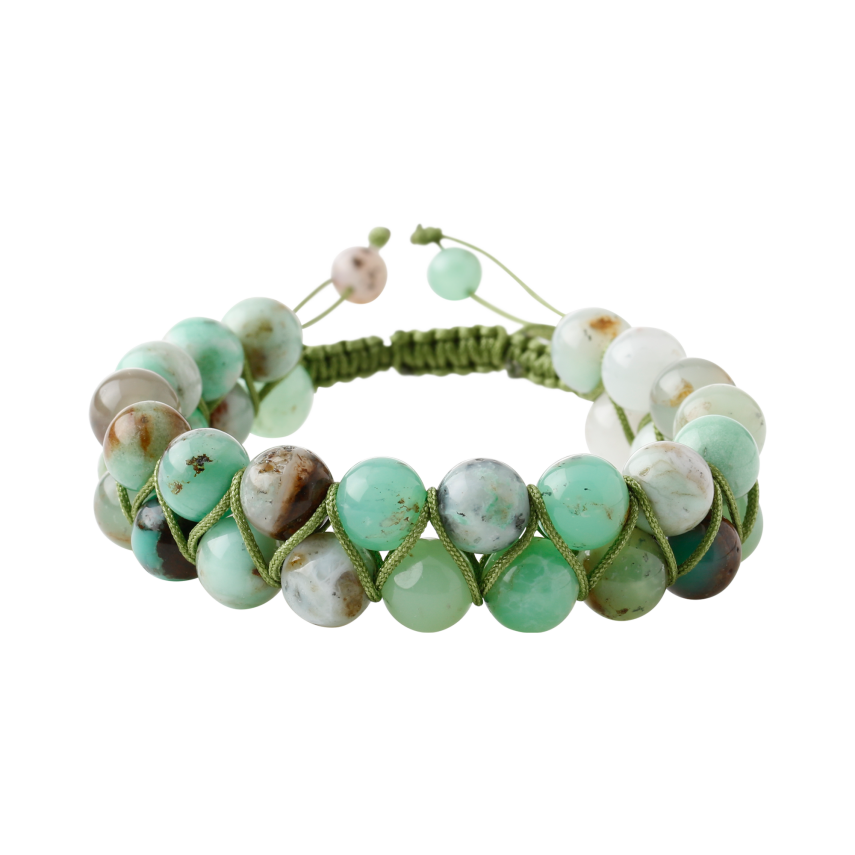 Krizopras 8mm Çift Sıra Makrome Doğal Taş Bileklik - 1