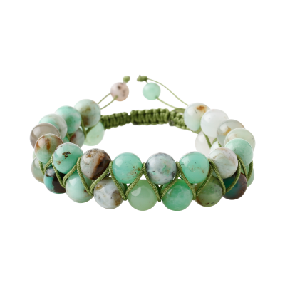 Krizopras 8mm Çift Sıra Makrome Doğal Taş Bileklik - 2