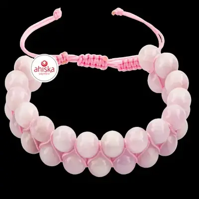 Kunzit 8mm Çift Sıra Makrome Doğal Taş Bileklik - 4