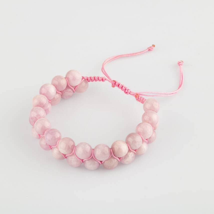 Kunzit 8mm Çift Sıra Makrome Doğal Taş Bileklik - 1