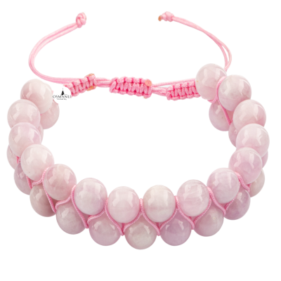 Kunzit 8mm Çift Sıra Makrome Doğal Taş Bileklik - 4