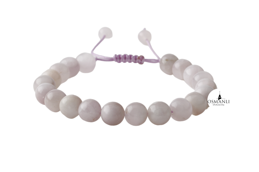 Kunzit 8mm Merdiven Kapama Doğal Taş Bileklik - 1